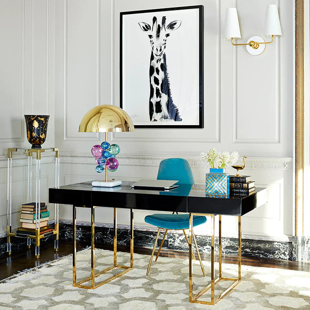 مصباح طاولة كريستال ماربل بابل من DecorBites™. مصباح مكتبي LED لغرفة النوم والبهو.