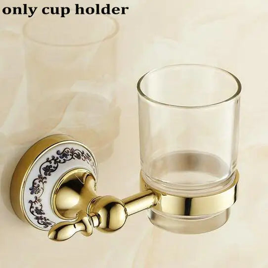 DecorBites™ Golden Polished Porcelain Bath Hardware Set for Bathroom Essentials