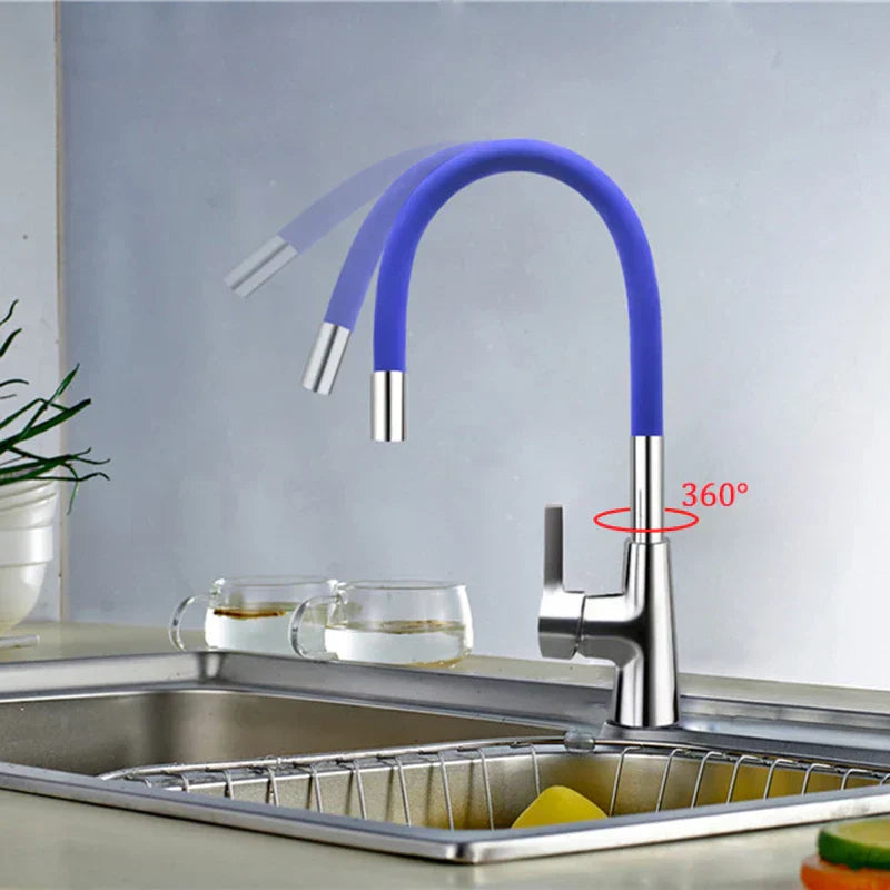 DecorBites™ 360° Silica Gel Nose Kitchen Faucet Cold Hot Water Mixer 1301R