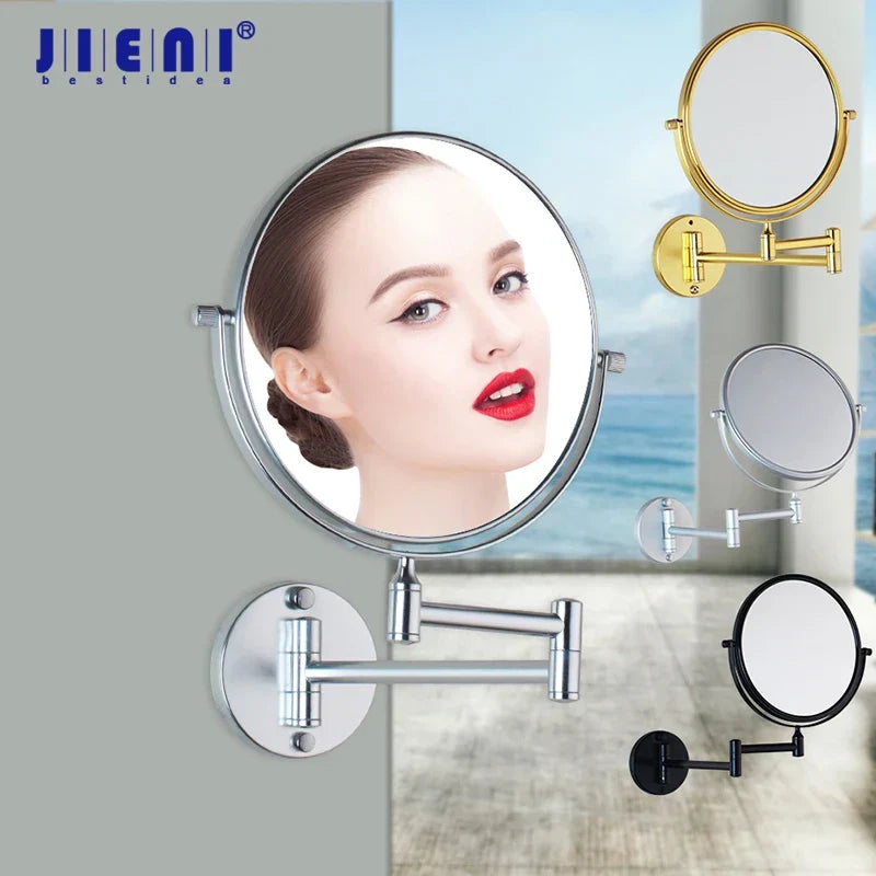 DecorBites™ 3X Magnifying Wall Mounted Beauty Makeup Mirror 8" Double Sided Foldable Mirror
