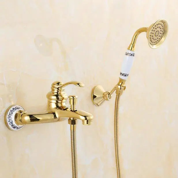 طقم صنبور دش المطر الذهبي DecorBites™ للحمام وحوض الاستحمام
