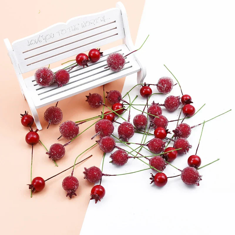 DecorBites™ Foam Cherry Artificial Fruits - Set of 10 Pieces for DIY, Decor, and Gifts