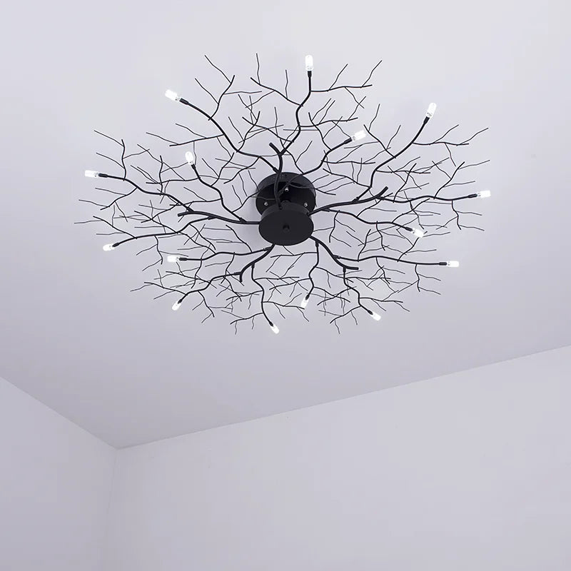 مصباح سقف من الحديد LED بتصميم أغصان DecorBites™ لديكور غرفة النوم والمعيشة