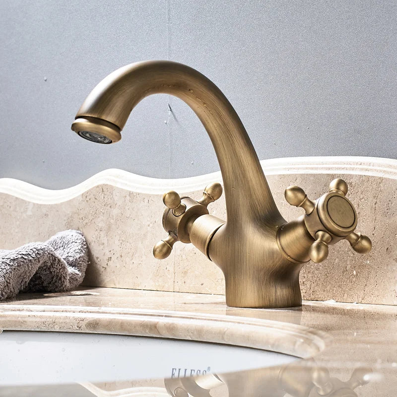 DecorBites™ Dual Handle Brass Basin Faucet for Bathroom Vanity Sink