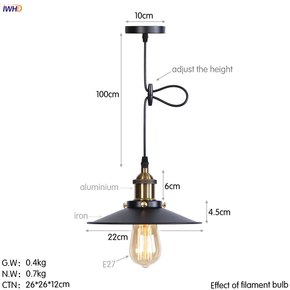 DecorBites™ Gold Retro Edison LED Pendant Lights for Dinning Living Room Industrial Decor