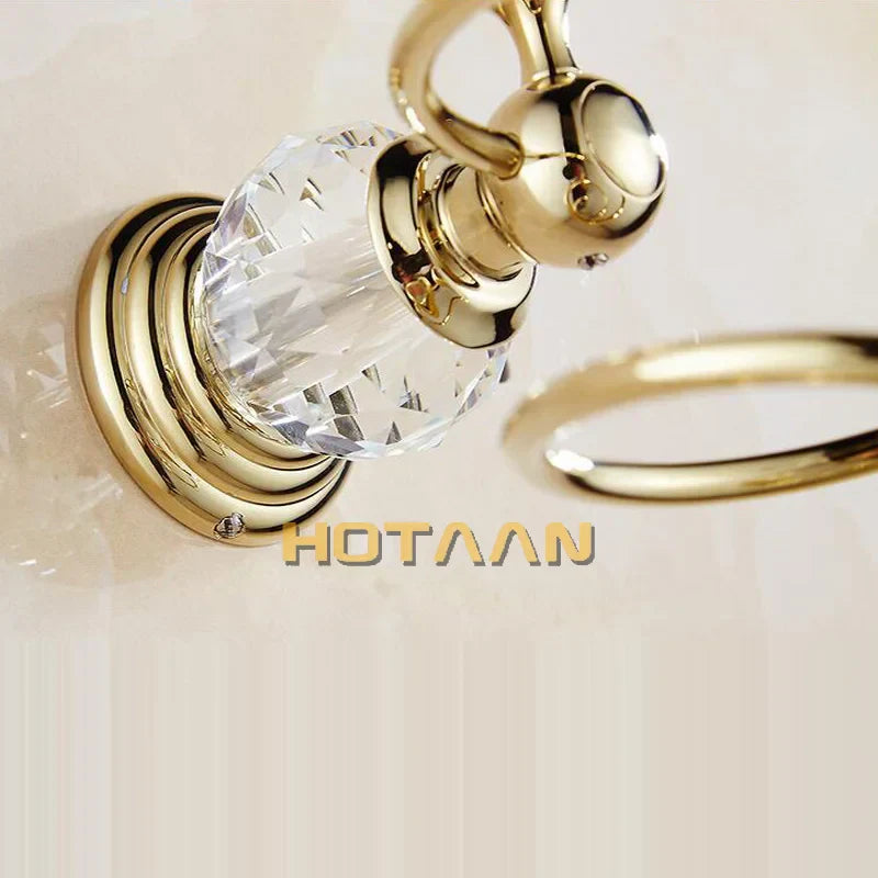 DecorBites™ Crystal Bathroom Wall Shelf Hair Dryer Rack Storage Holder Spiral Stand