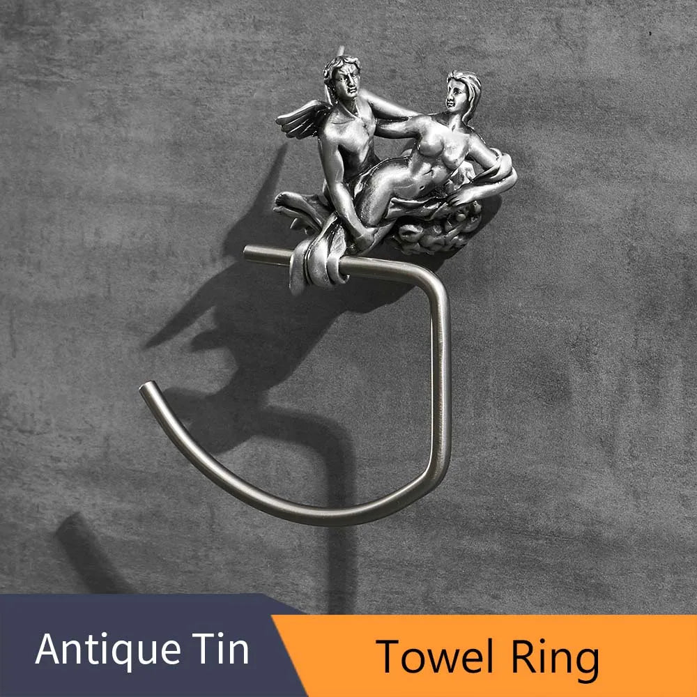 DecorBites™ Bathroom Hardware Set: Toilet Paper Holder, Towel Bar, Brush Holder - Mountable Romantic Design