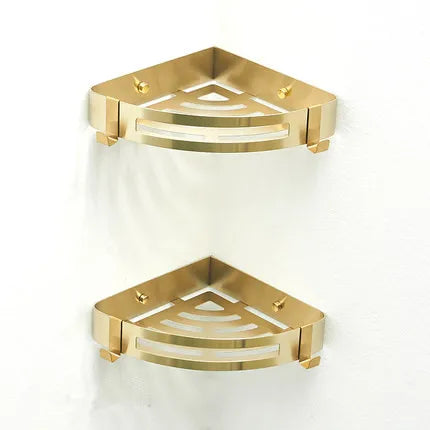 DecorBites™ Bath Set: Towel Rack, Corner Shelf, Paper Holder, Mixer Faucet - Brushed Matt Gold
