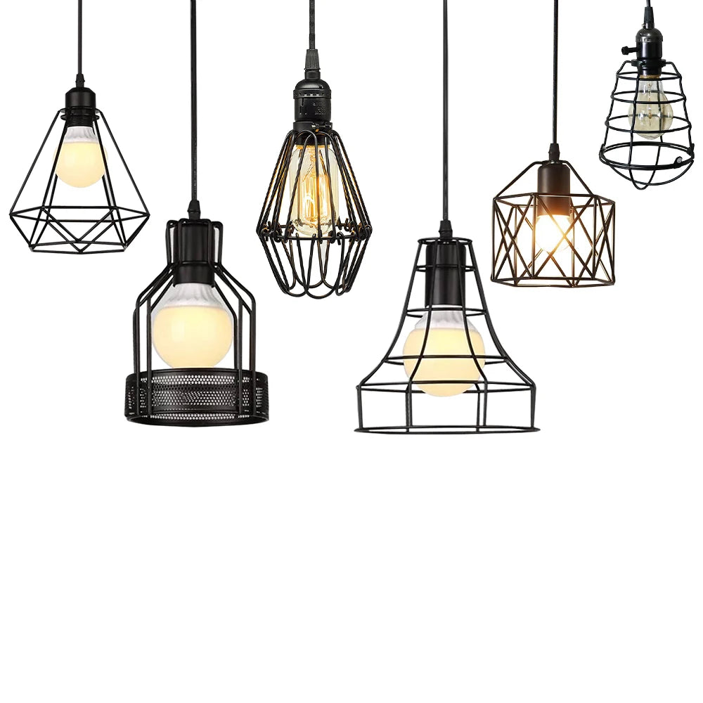 Vintage Black Metal Edison Pendant Light