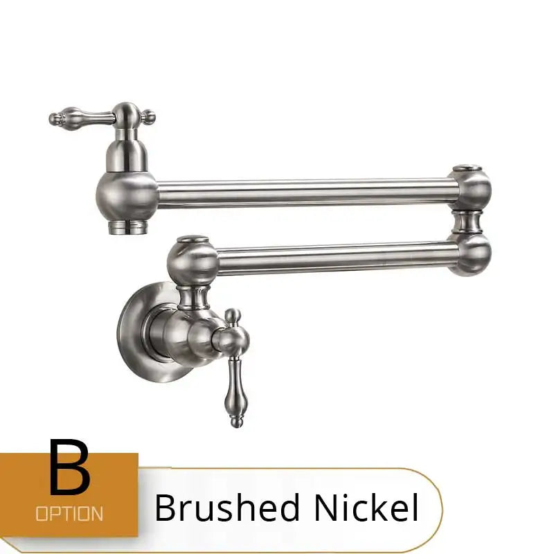 DecorBites™ Double Joint Spout Brass Kitchen Faucet, Single Hole Two Handle Swing Arm