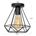 DecorBites™ Iron Black Cage Ceiling Lamp Retro Fixtures Home Lighting for Living Room