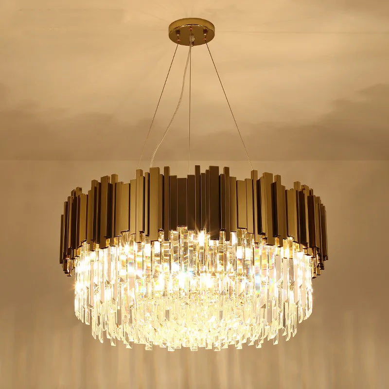 DecorBites™ ثريا سقف كريستالية ذهبية LED لديكور منزلي أنيق