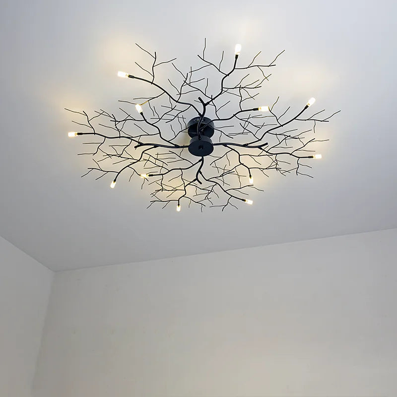 مصباح سقف من الحديد LED بتصميم أغصان DecorBites™ لديكور غرفة النوم والمعيشة
