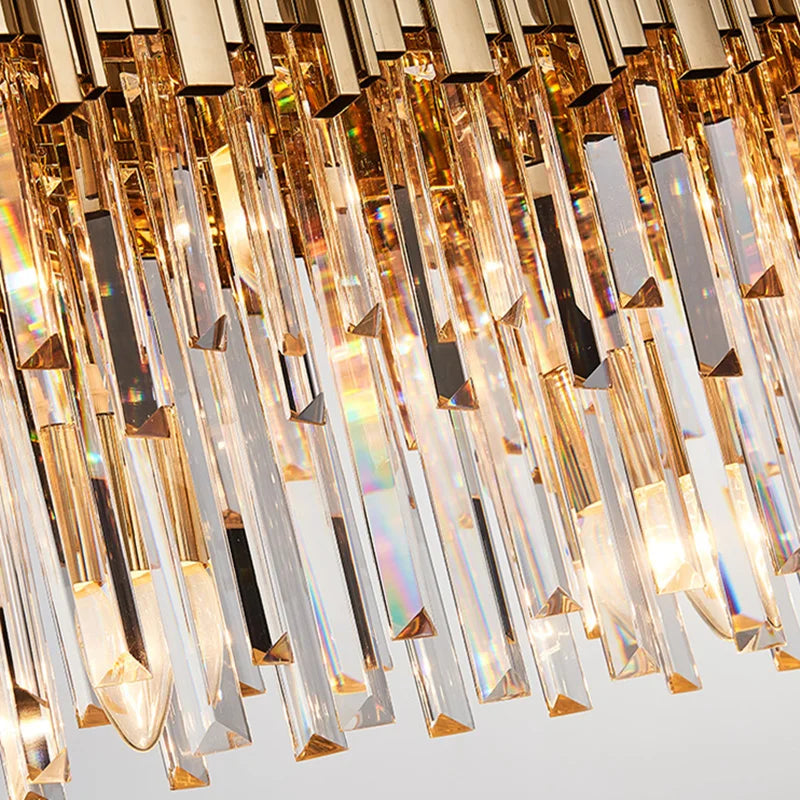 DecorBites™ ثريا سقف كريستالية ذهبية LED لديكور منزلي أنيق