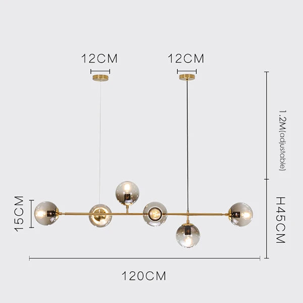 DecorBites™ Glass Ball Metal Rod Pendant Lights