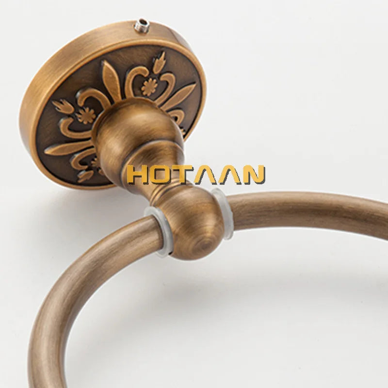 DecorBites™ Antique Brass Wall-Mounted Round Towel Holder - Classic Bathroom Accessories