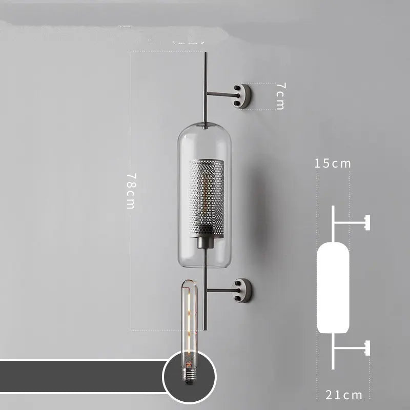 DecorBites™ Glass Industrial Wall Lights for Living Room Bedroom Dining Room