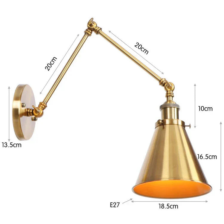 DecorBites™ Iron Loft Retro Wall Lamp Sconce Indoor LED Industrial Black Brass