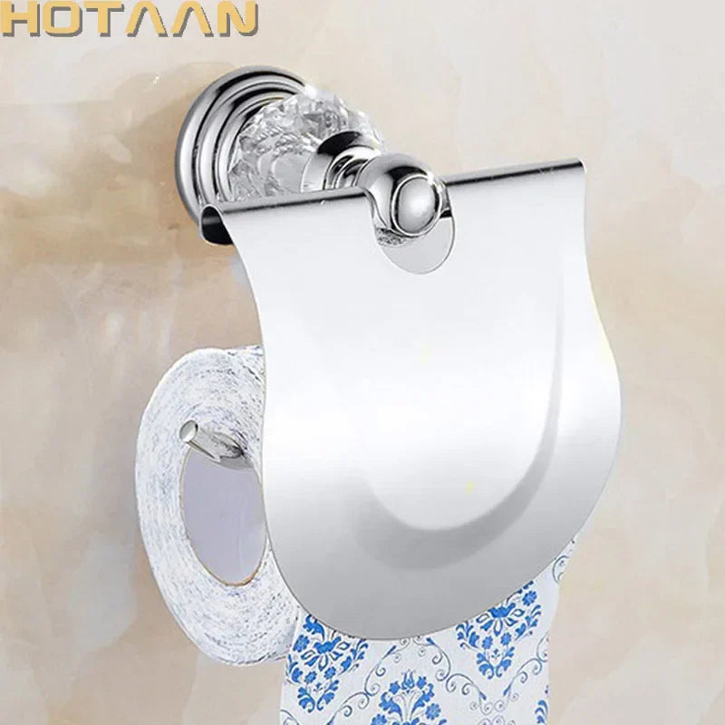 DecorBites™ Crystal Chrome Toilet Paper Holder - Wall Mount Paper Towel Rack