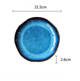 DecorBites™ Deep Blue Ceramic Dessert Plate - Round Solid Dish