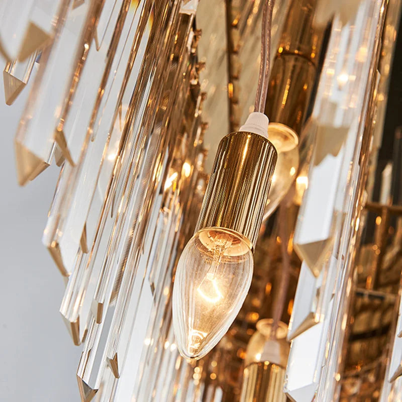 DecorBites™ ثريا سقف كريستالية ذهبية LED لديكور منزلي أنيق