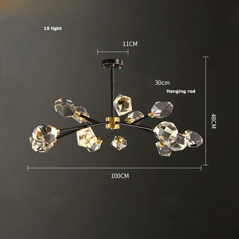 DecorBites™ Crystal Copper Black LED Chandelier for Dinning Room