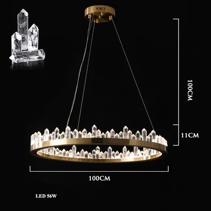 ثريا DecorBites™ الذهبية الكريستالية بإضاءة LED لغرفة الطعام العصرية