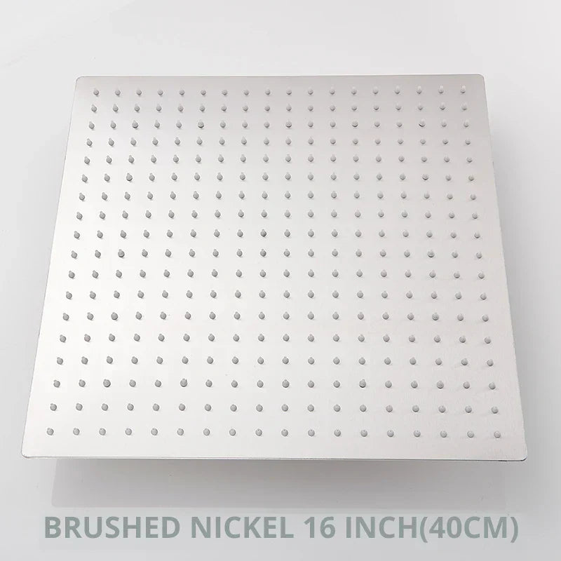 DecorBites™ 16 Inch Stainless Steel Chrome Square Rainfall Shower Head for Bathroom