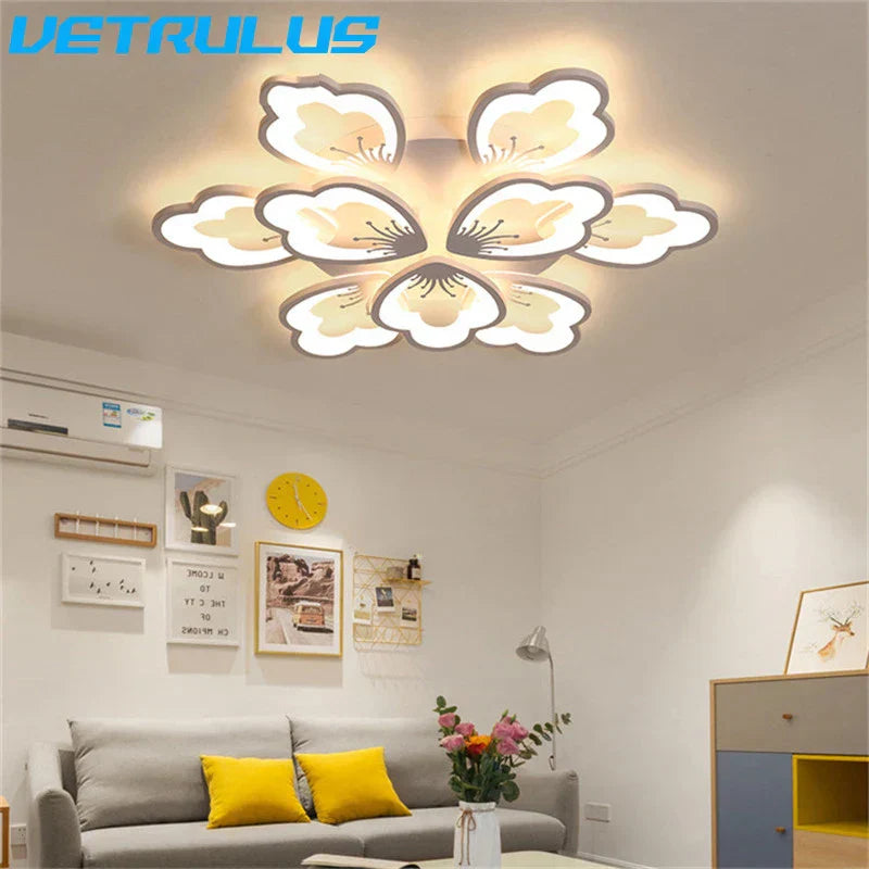 ثريا سقف أكريليك بتصميم لوتس ومصابيح LED من DecorBites™ لغرف المعيشة والطعام والدراسة العصرية