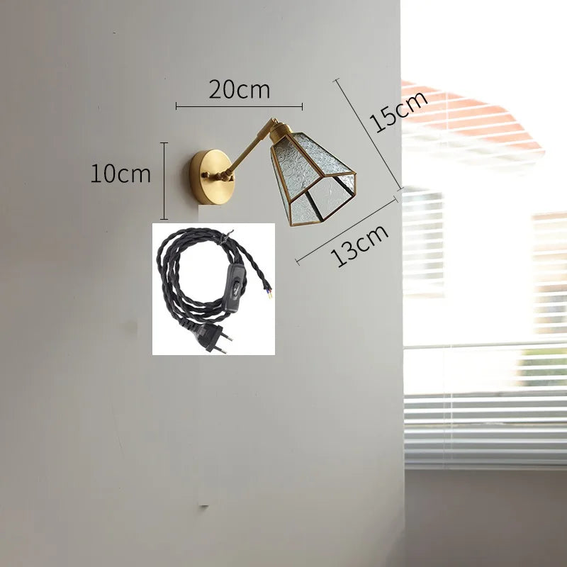 أضواء حائط LED زجاجية خضراء DecorBites™ مع مفتاح سلسلة سحب، لمسة نهائية نحاسية