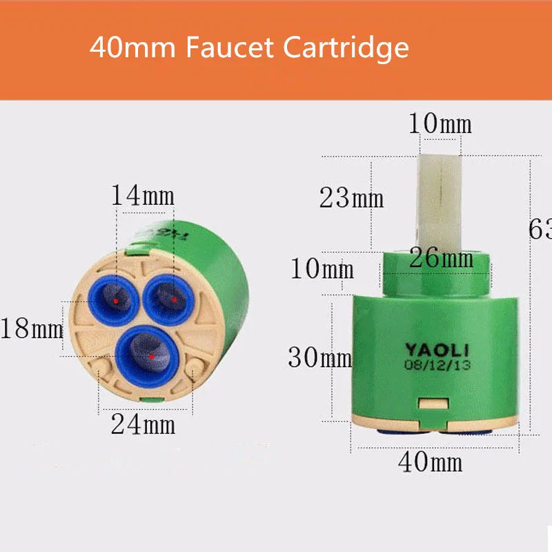 DecorBites™ 3-Year Warranty Ceramic Cartridge for 35mm/40mm Faucet Mixer - High Quality
