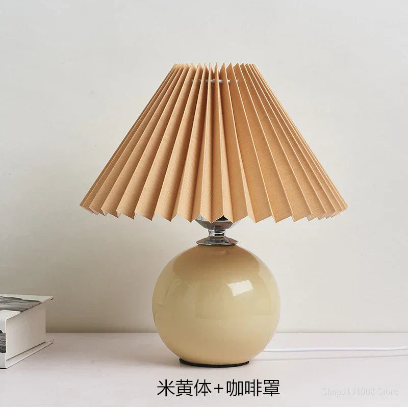 Lampes de table japonaises DecorBites™ en céramique Abat-jour plissé pour salon Éclairage chaleureux pour chambre