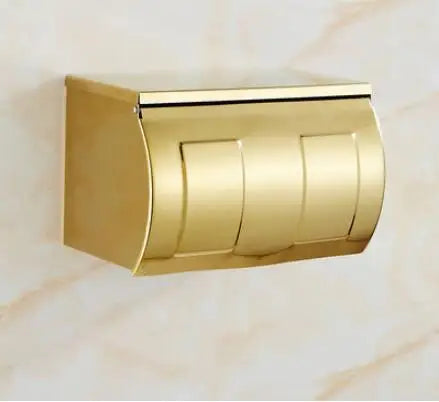 DecorBites™ طقم إكسسوارات حمام نحاسي ذهبي: رف مناشف، حامل ورق تواليت، حامل فرشاة تواليت، علاقة مناشف، خطافات