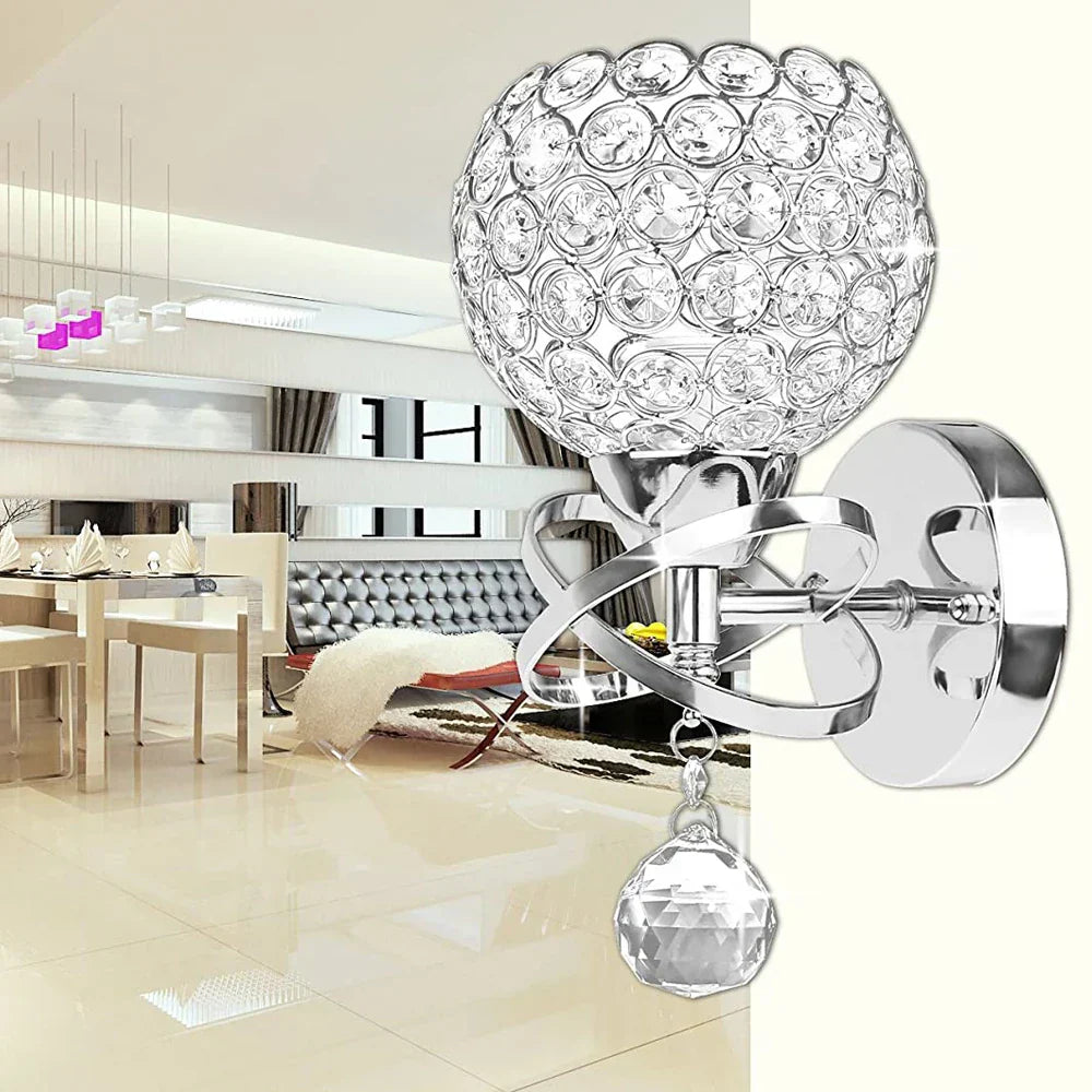 DecorBites™ Crystal Wall Sconce: Modern Bedside Wall Lamp for Home Decor