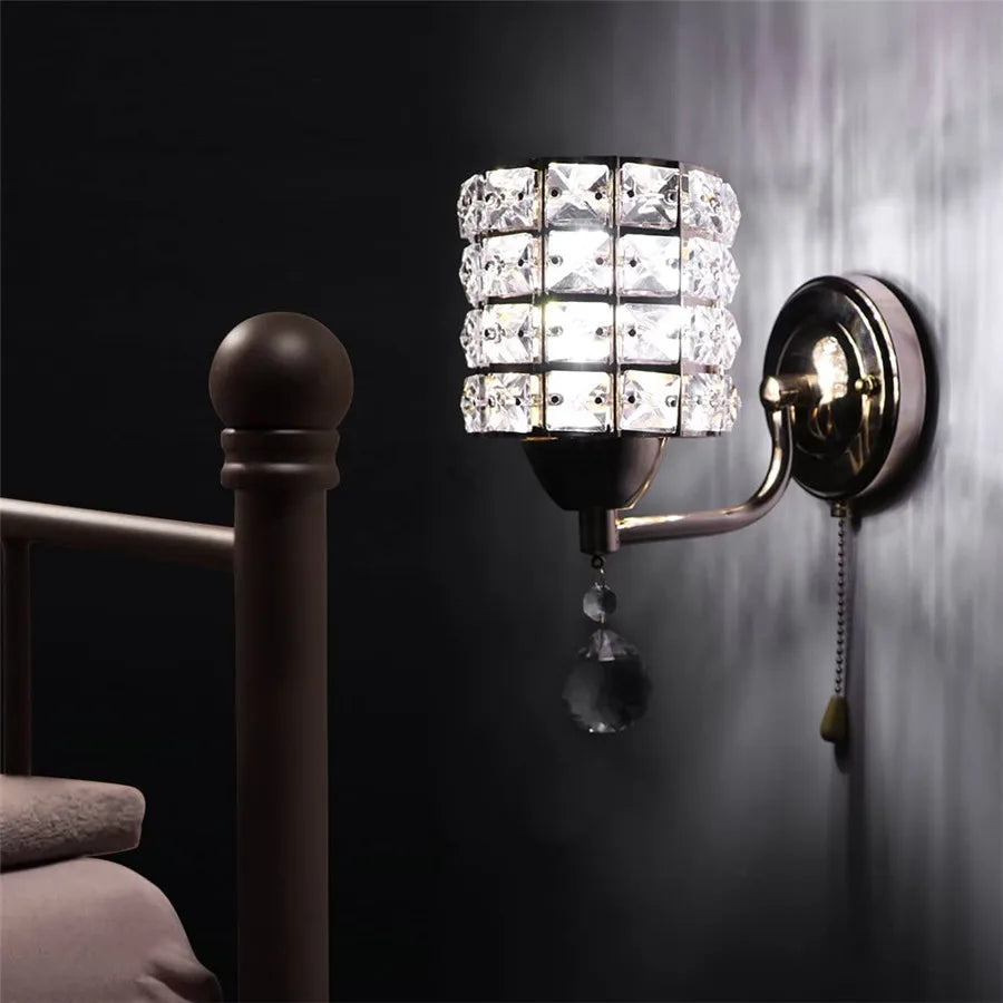DecorBites™ Crystal Wall Sconce: Retro Luxury for Living Room, Balcony, or Aisle Lighting