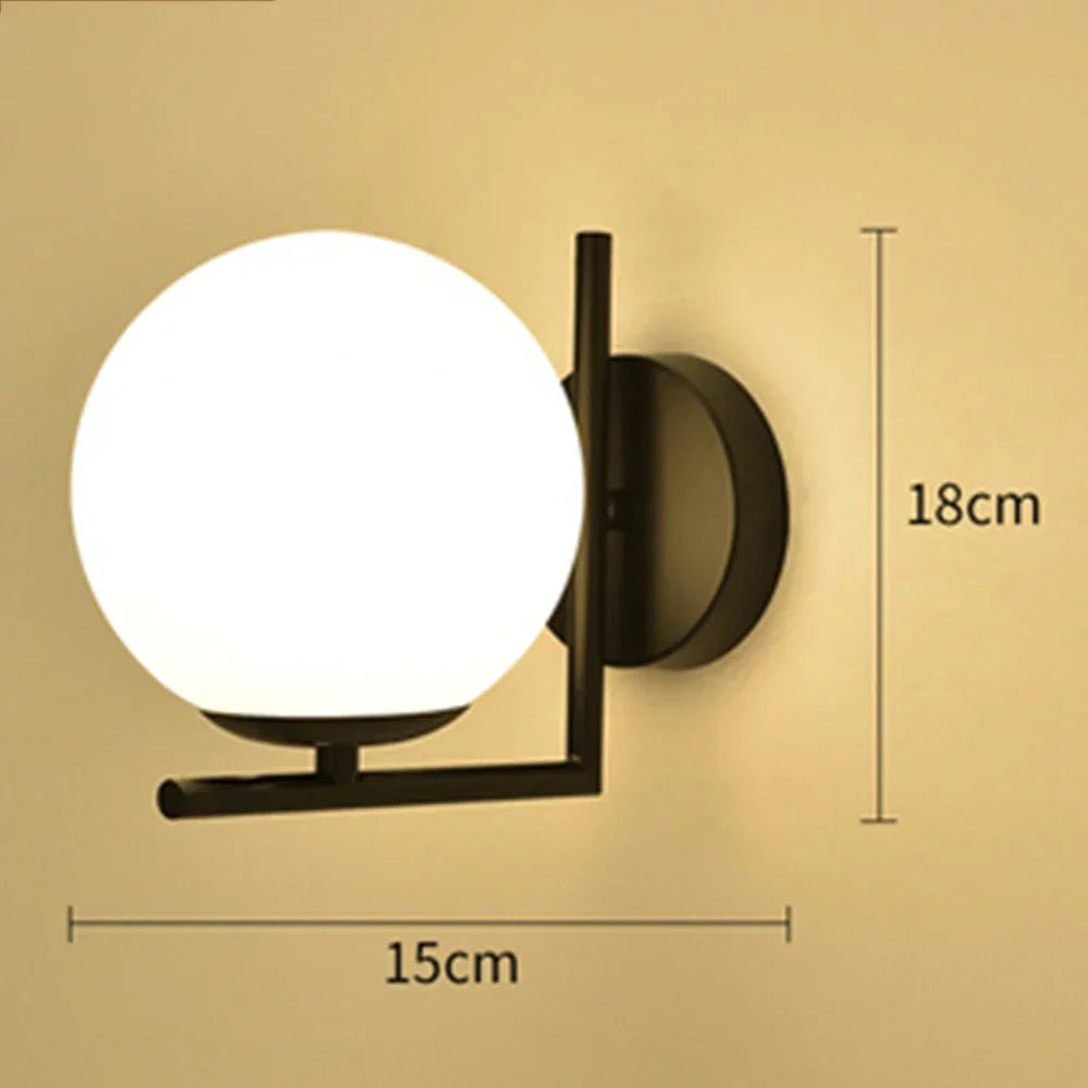 مصباح حائط LED كروي زجاجي من DecorBites™ للممر وغرفة النوم وديكور غرفة المعيشة