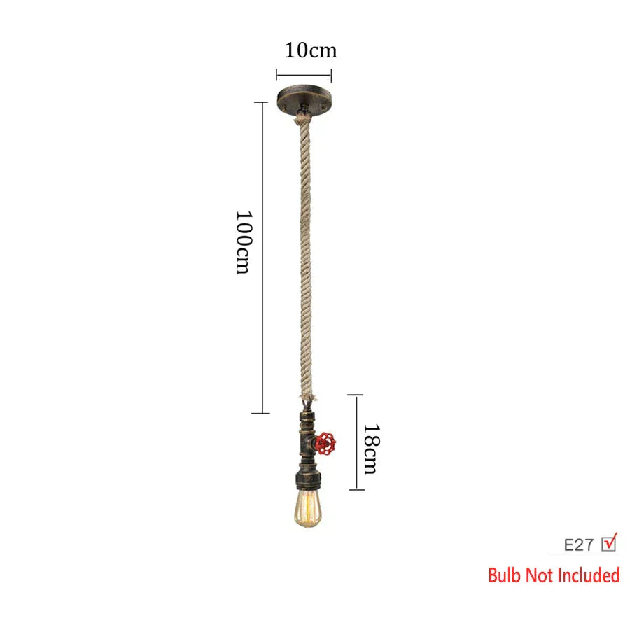 DecorBites™ Iron Pipe Pendant Lights Holder Retro Loft Indoor Ceiling Hanging Lamp