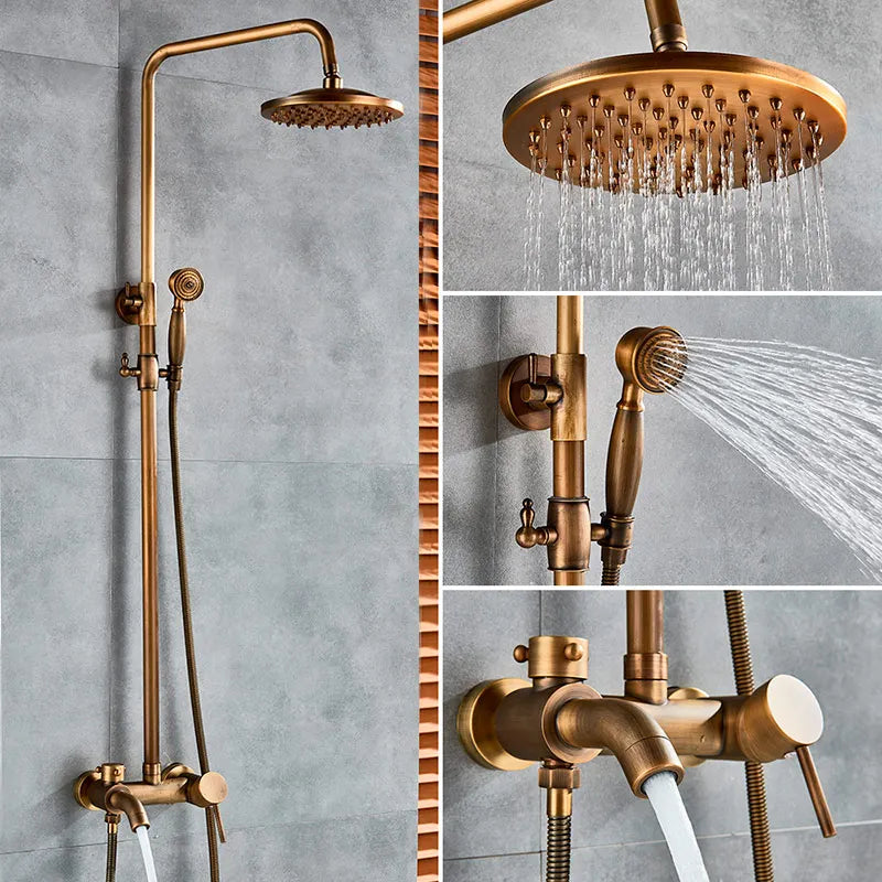 DecorBites™ Gold Polish 8" Rain Shower System Wall Mounted Bathtub Faucet
