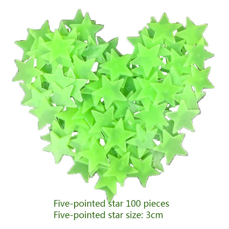 3D Stars Glow Dark Wall Stickers by DecorBites™ – Luminous Fluorescent Home Decor
