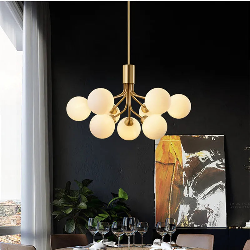 DecorBites™ ثريا كرة زجاجية ذهبية: إضاءة LED فاخرة لغرفة الطعام والمطبخ والمقهى