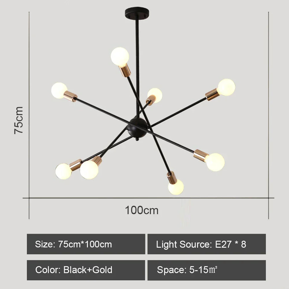 ثريا السقف LED من DecorBites™: تصميم سبوتنيك عصري وصناعي لغرفة المعيشة وغرفة النوم