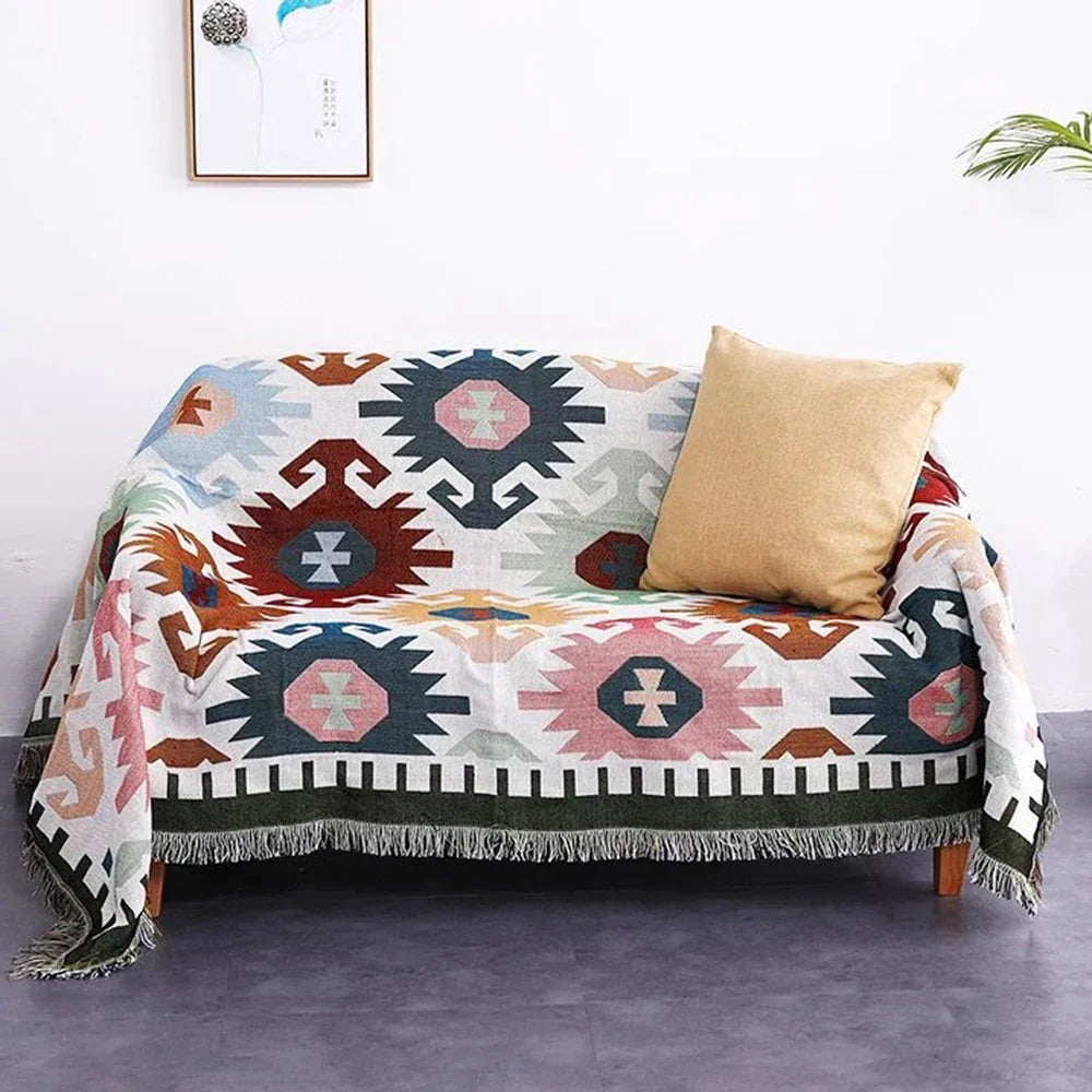 DecorBites™ Geometric Tassel Sofa Cover - Bohemian Style Blanket Dust Cover