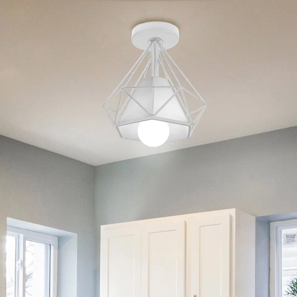 DecorBites™ Iron Cage Ceiling Light Fixture Retro Nordic Design Home Kitchen Lamp