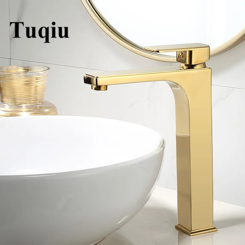 صنبور حوض Gold DecorBites™‎: صنبور حوض حمام بمقبض واحد وخلاط حوض نحاسي