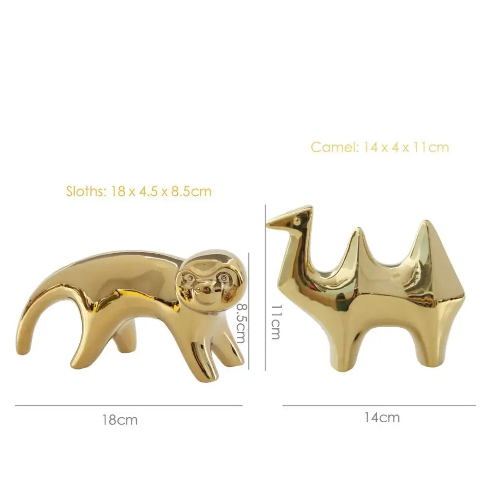 تماثيل الجمال الذهبية الخزفية من DecorBites™، حُليّ على شكل طيور، إكسسوارات ديكور المنزل