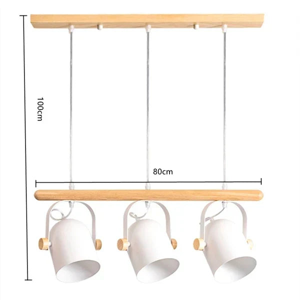 DecorBites™ 3-Light Wooden Iron Art Pendant Lamp for Dining Living Room Restaurant
