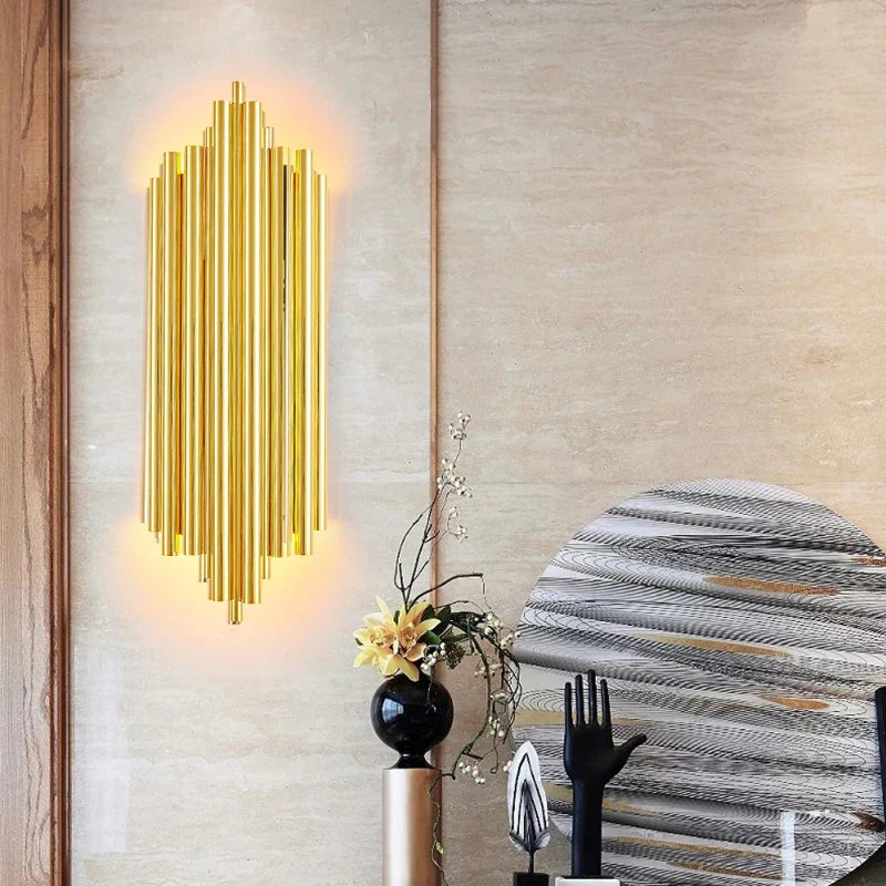 DecorBites™ Gold LED Wall Lamp for Modern Minimalist Living Room, Bedroom, Study - Indoor Light Fixtures