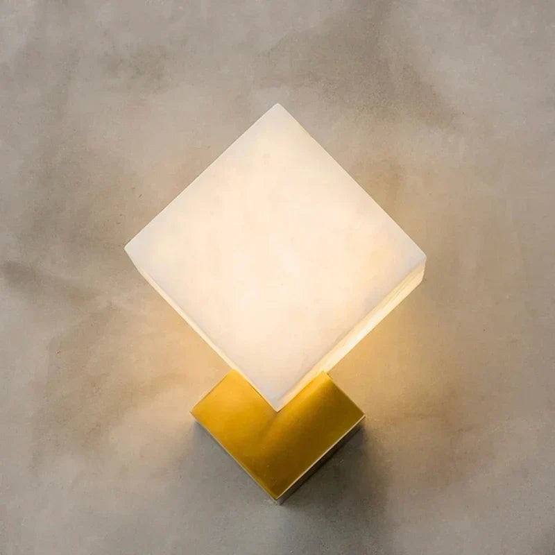 DecorBites™ مصابيح جدارية جاد: تجهيزات إضاءة عصرية LED مربعة من الرخام لديكور المنزل