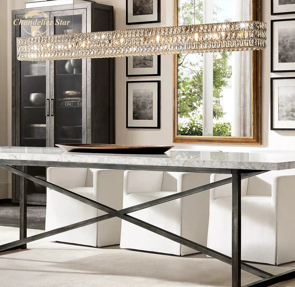 DecorBites™ Crystal LED Linear Chandelier for Kitchen Island Dining Room
