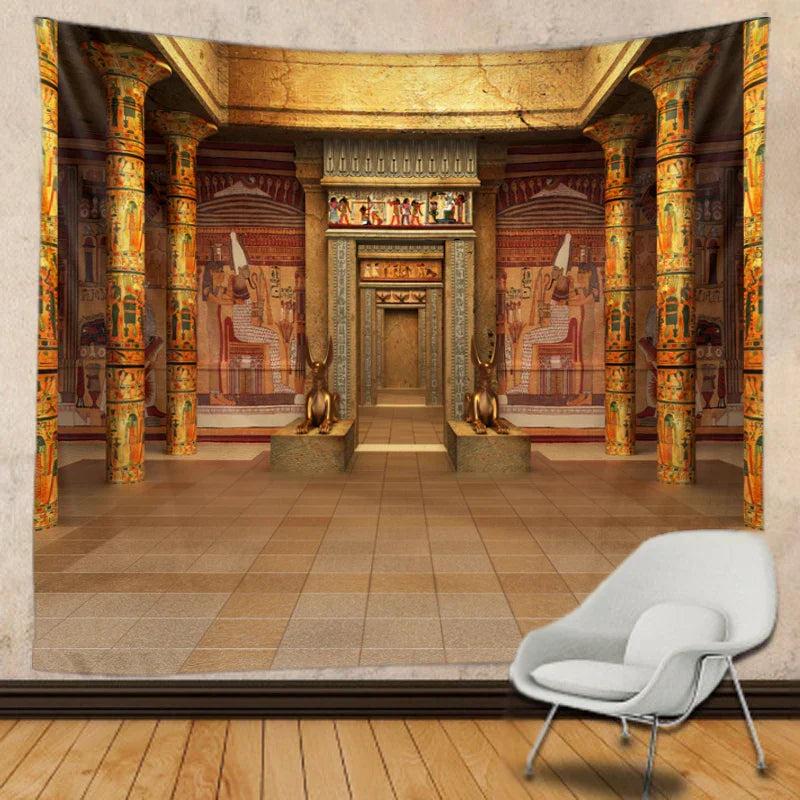 DecorBites™ نسيج معلق جداري بتصميم المباني المصرية للديكور البوهيمي لغرفة النوم
